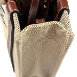 Chloe Beige/Brown Leather Trim Small Woody Two-Way Tote