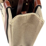 Chloe Beige/Brown Leather Trim Small Woody Two-Way Tote
