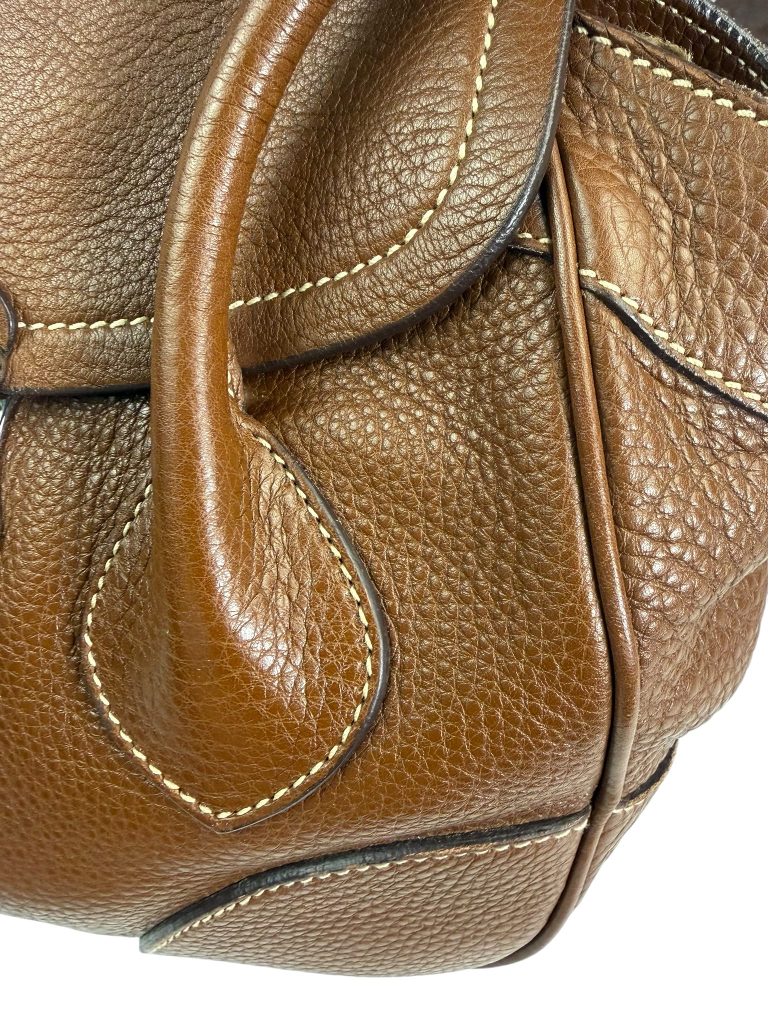 Prada Lizard Pushlock Flap Brown Vitello Daino Shoulder Bag