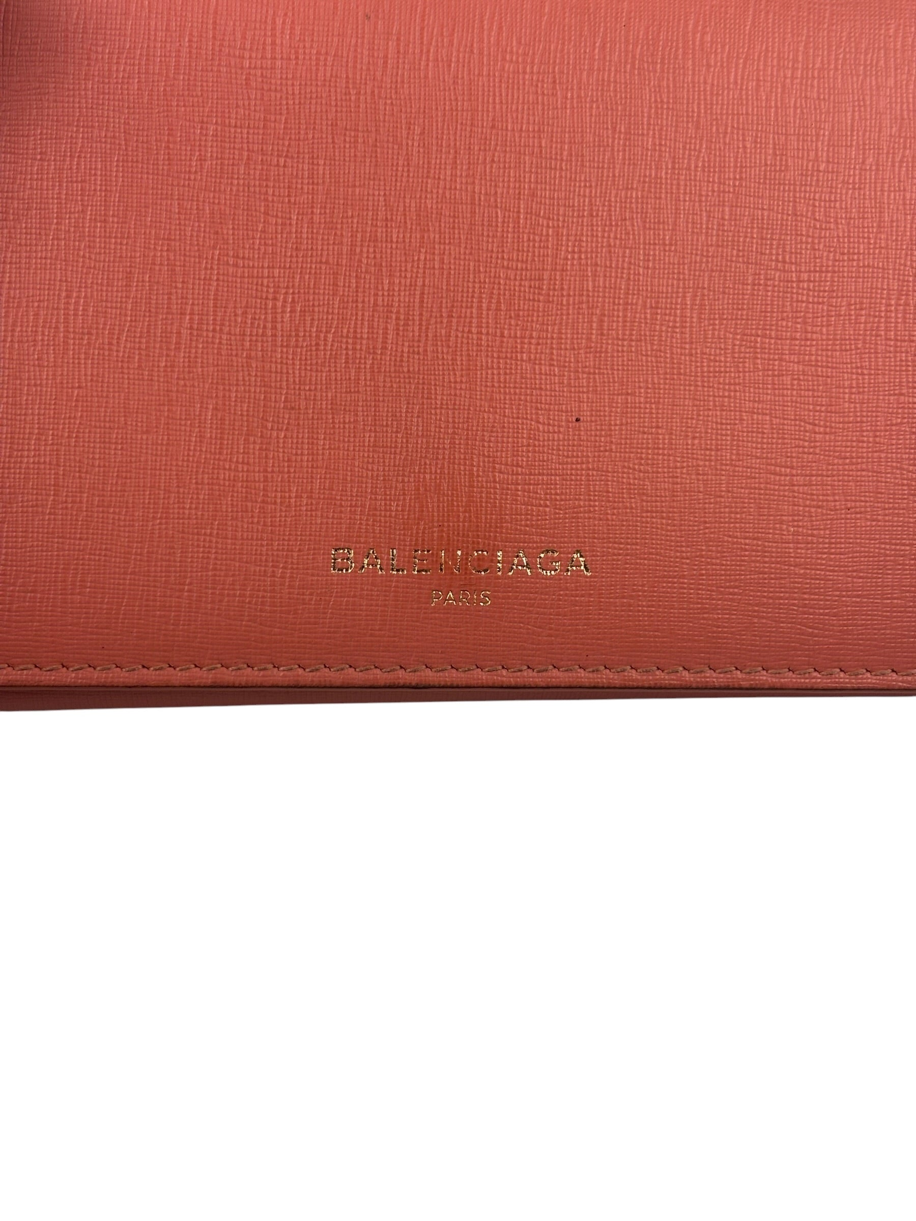 Balenciaga Salmon Pink Leather Essential Money Flap Wallet