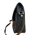 Burberry Vintage Black Pebbled Leather Crossbody Flap Bag