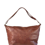 Vivienne Westwood Tan Brown Leather Perforated Orb Logo Shoulder Bag