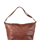Vivienne Westwood Tan Brown Leather Perforated Orb Logo Shoulder Bag