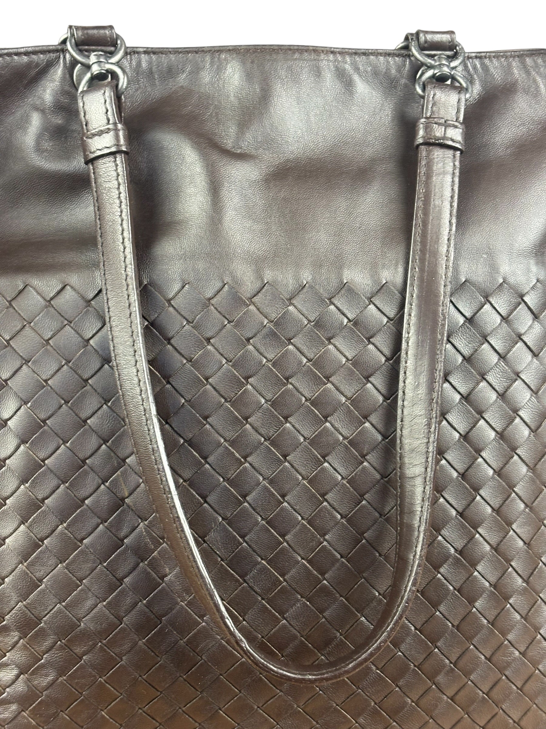 Bottega Veneta Chocolate Brown Leather Intercciato Tote Bag