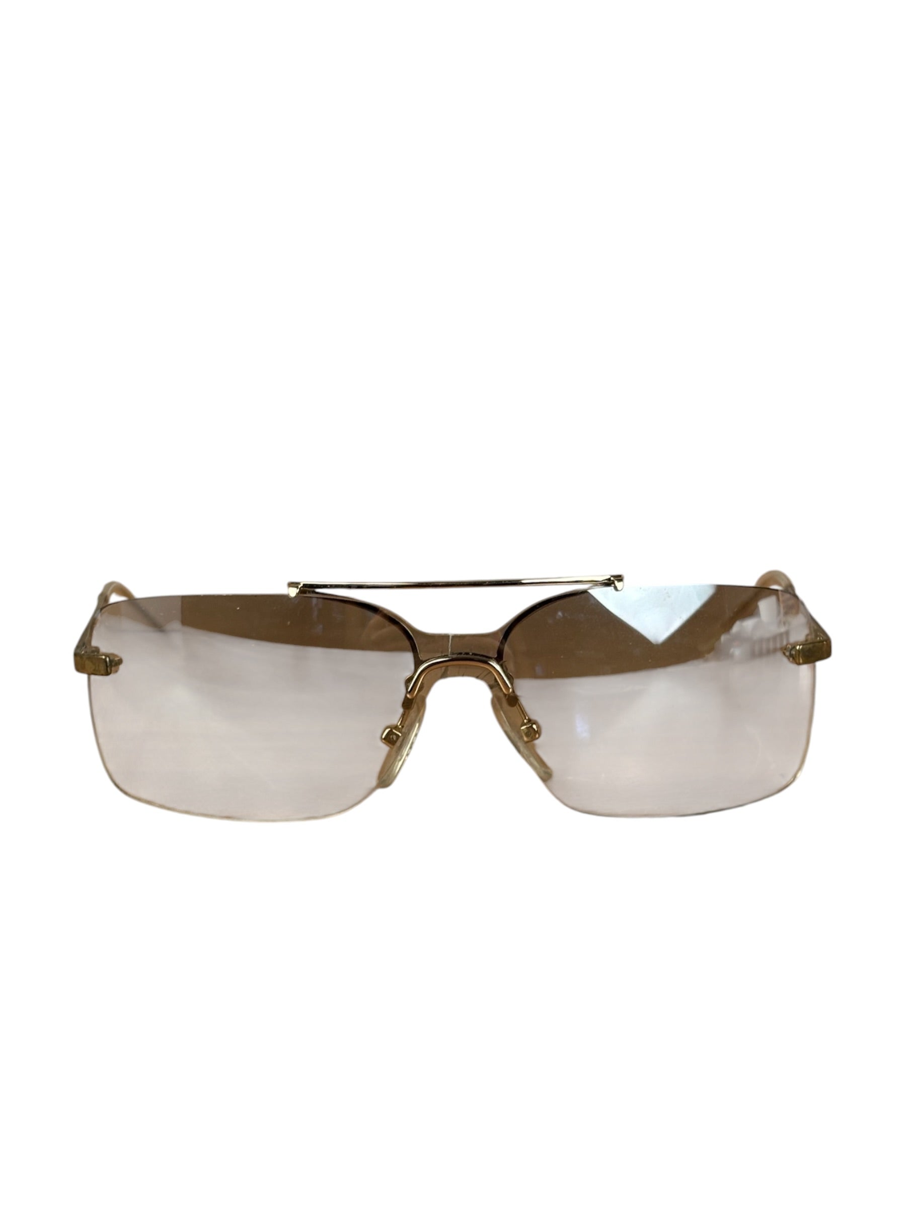 Christian Dior Vintage Gold Tone Frameless Tinted Glasses