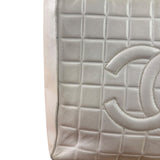 Chanel White Leather Chocolate Bar CC Tote Bag 2002