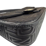 Fendi Black Leather 3D Logo Embossed Baguette