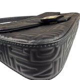 Fendi Black Leather 3D Logo Embossed Baguette