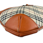 Burberry Orange Leather Trim Nova Check Hobo Bag