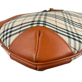 Burberry Orange Leather Trim Nova Check Hobo Bag