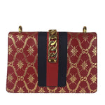 Gucci Red Leather Sylvie Chain Shoulder Bag