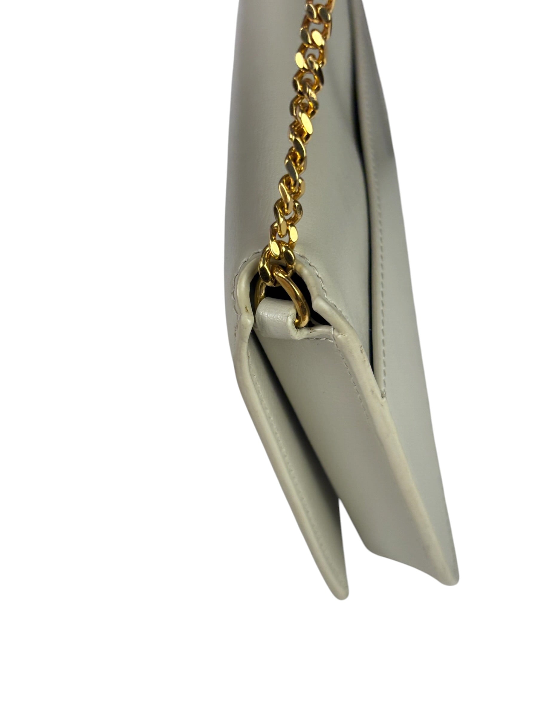 YSL Beige Leather Cassandre Flap Phone Holder