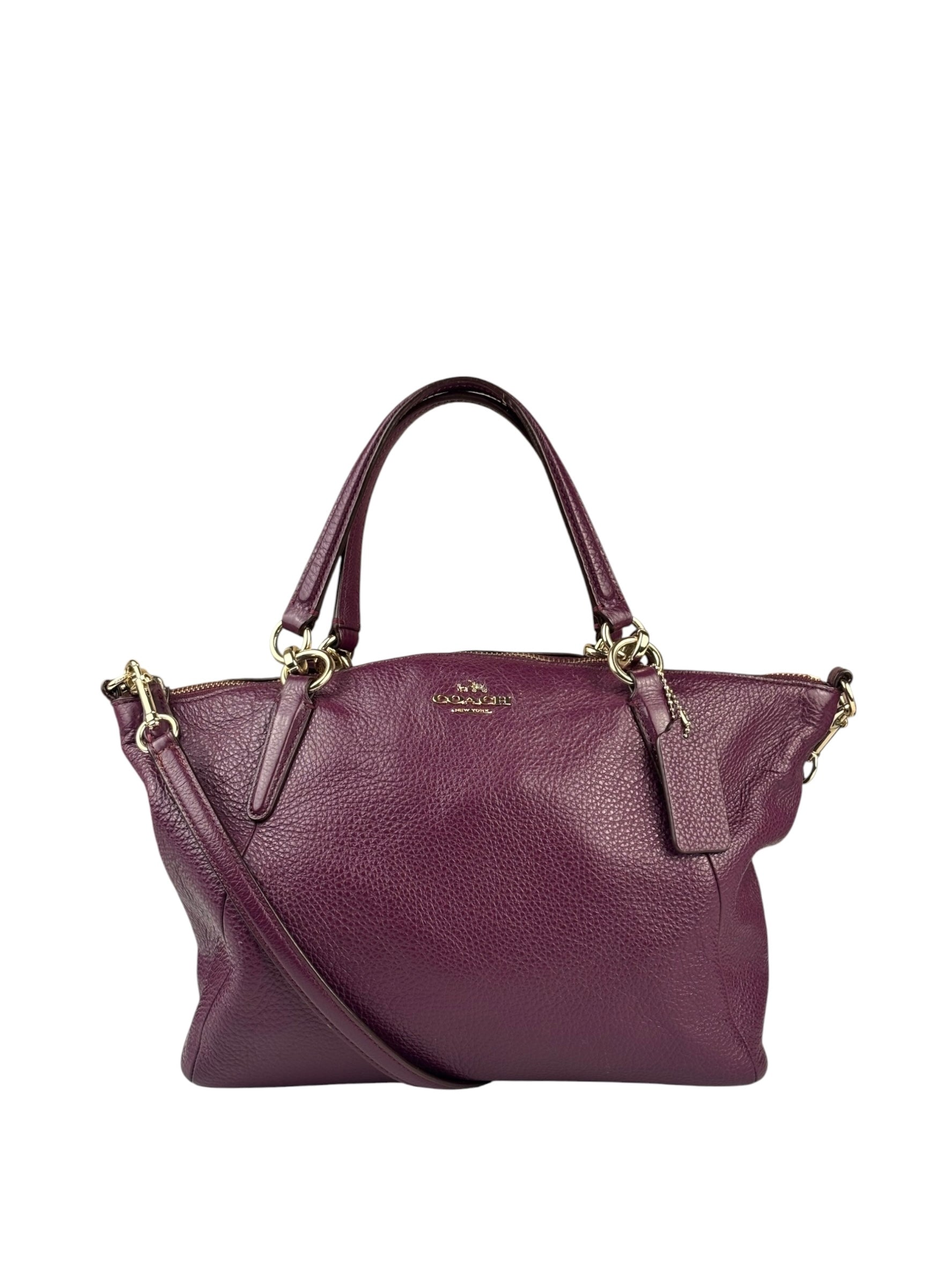 Coach Purple Pebbled Leather Small Kelsey Satchel Two-Way Bag