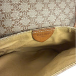 Celine Vintage Beige Leather Trim Macadam Mini Crossbody