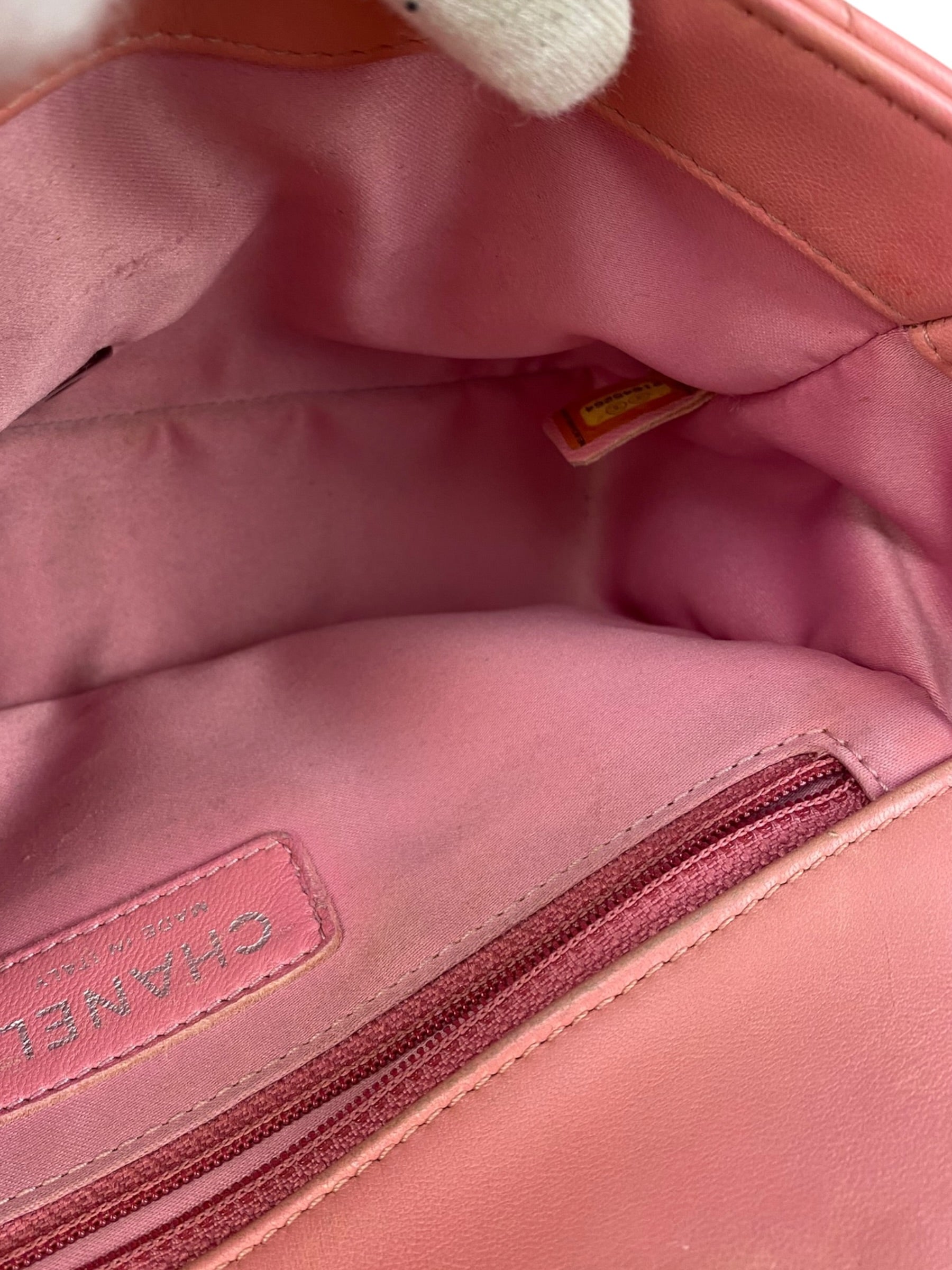 Chanel Pink Chevron Lambskin Flap Bag 2015