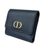 Christian Dior Navy Leather Tri-Fold Compact Wallet