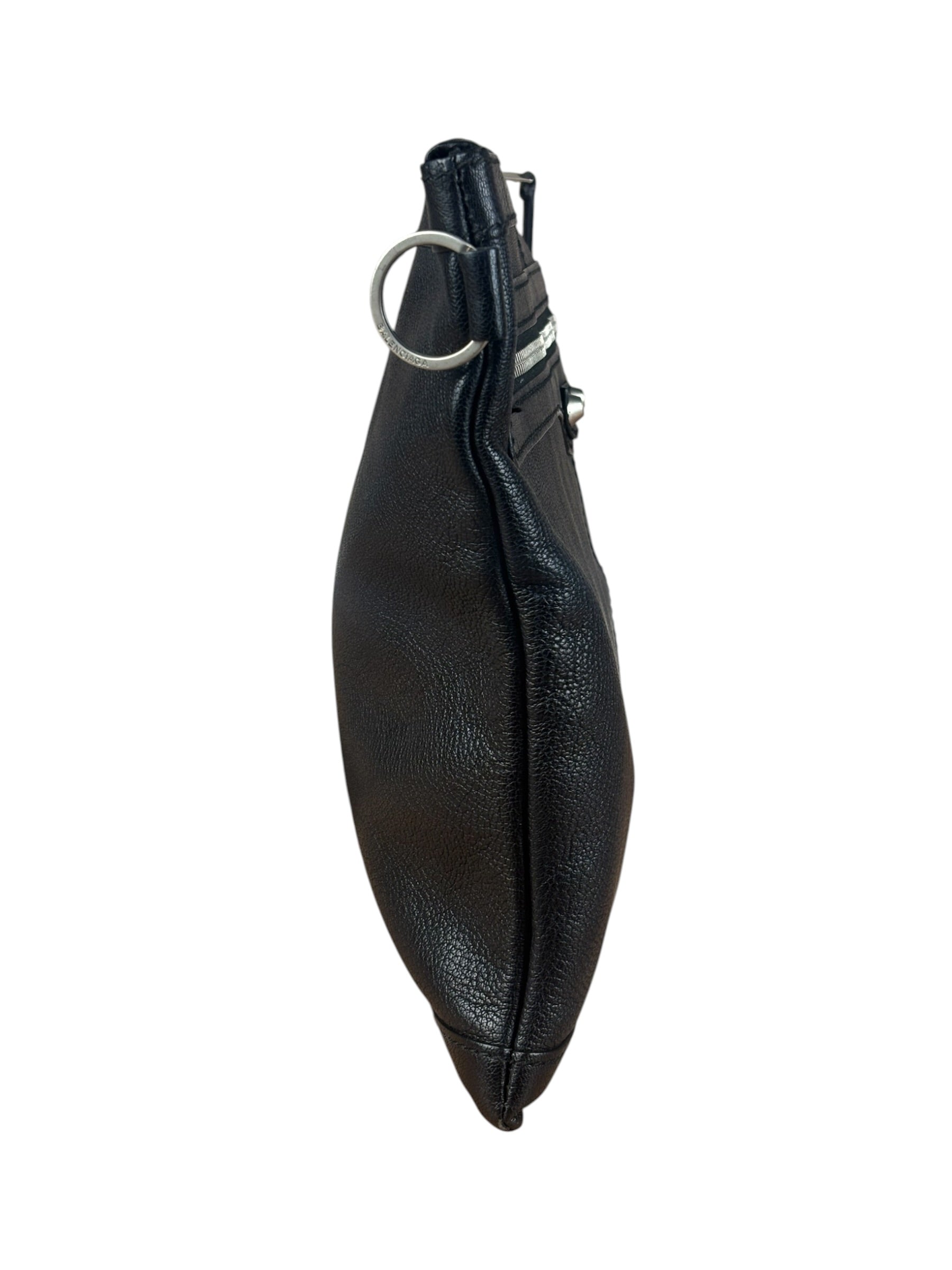 Balenciaga Black Leather Moto City Clutch Pouch