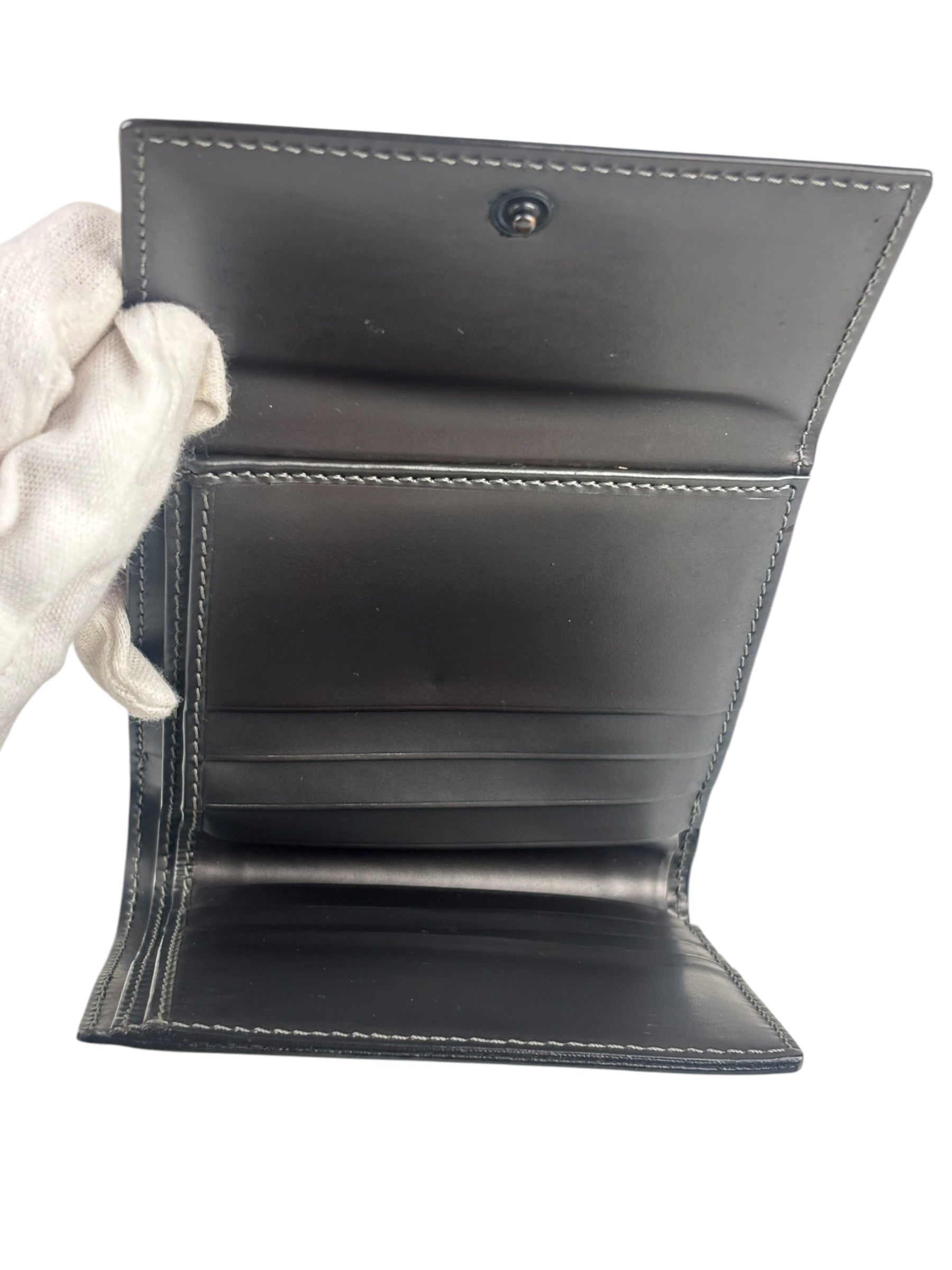 Christian Dior Vintage Patent Leather Gray Bi-Fold Wallet