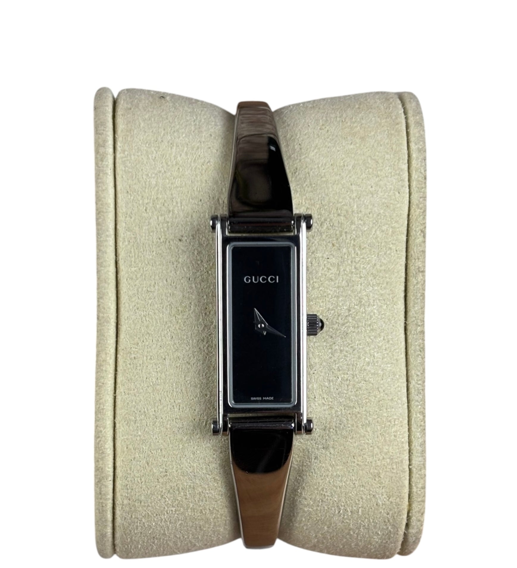 Gucci Vintage Black Dial Bangle Watch 1500L
