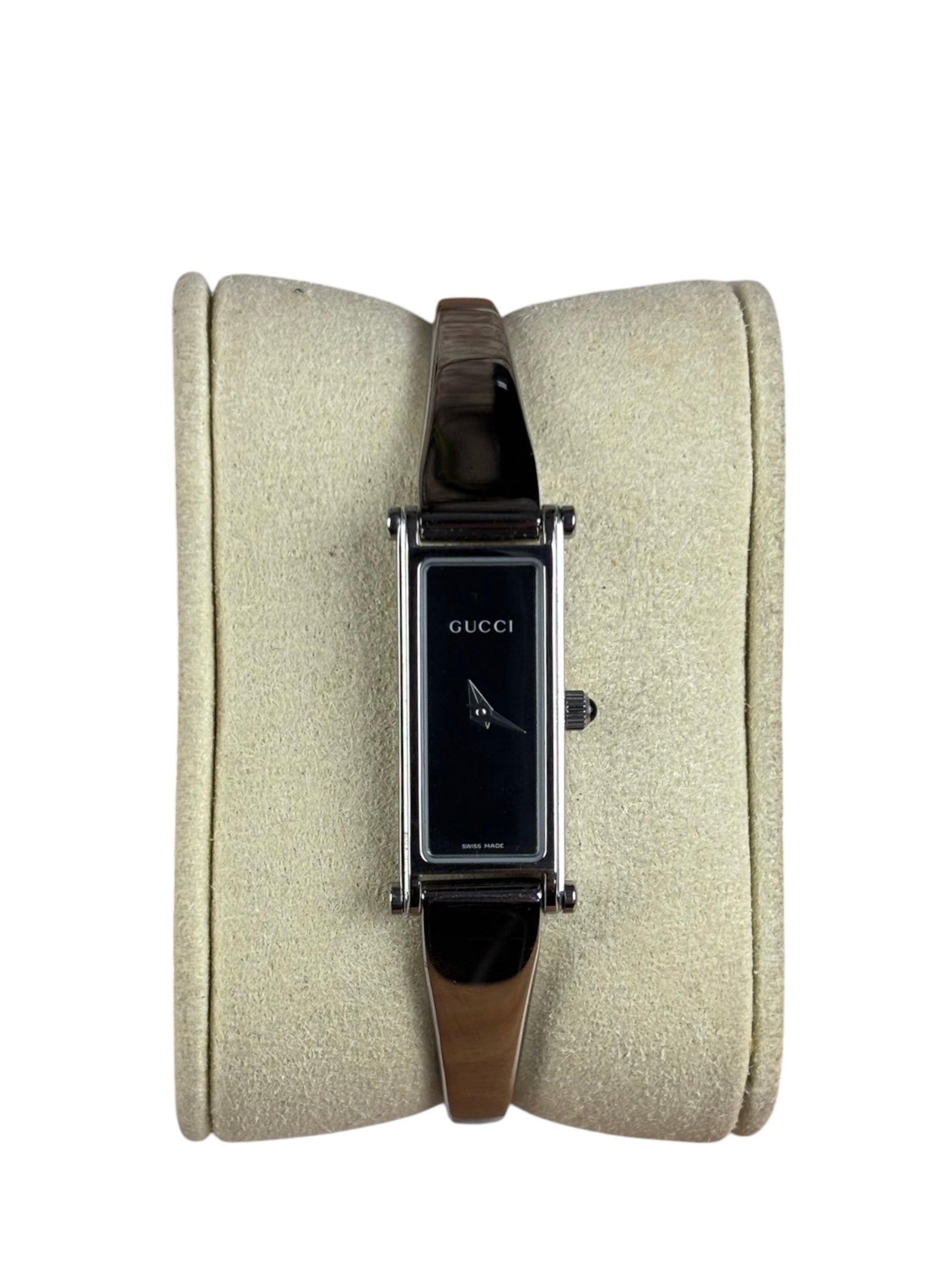 Gucci Vintage Black Dial Bangle Watch 1500L