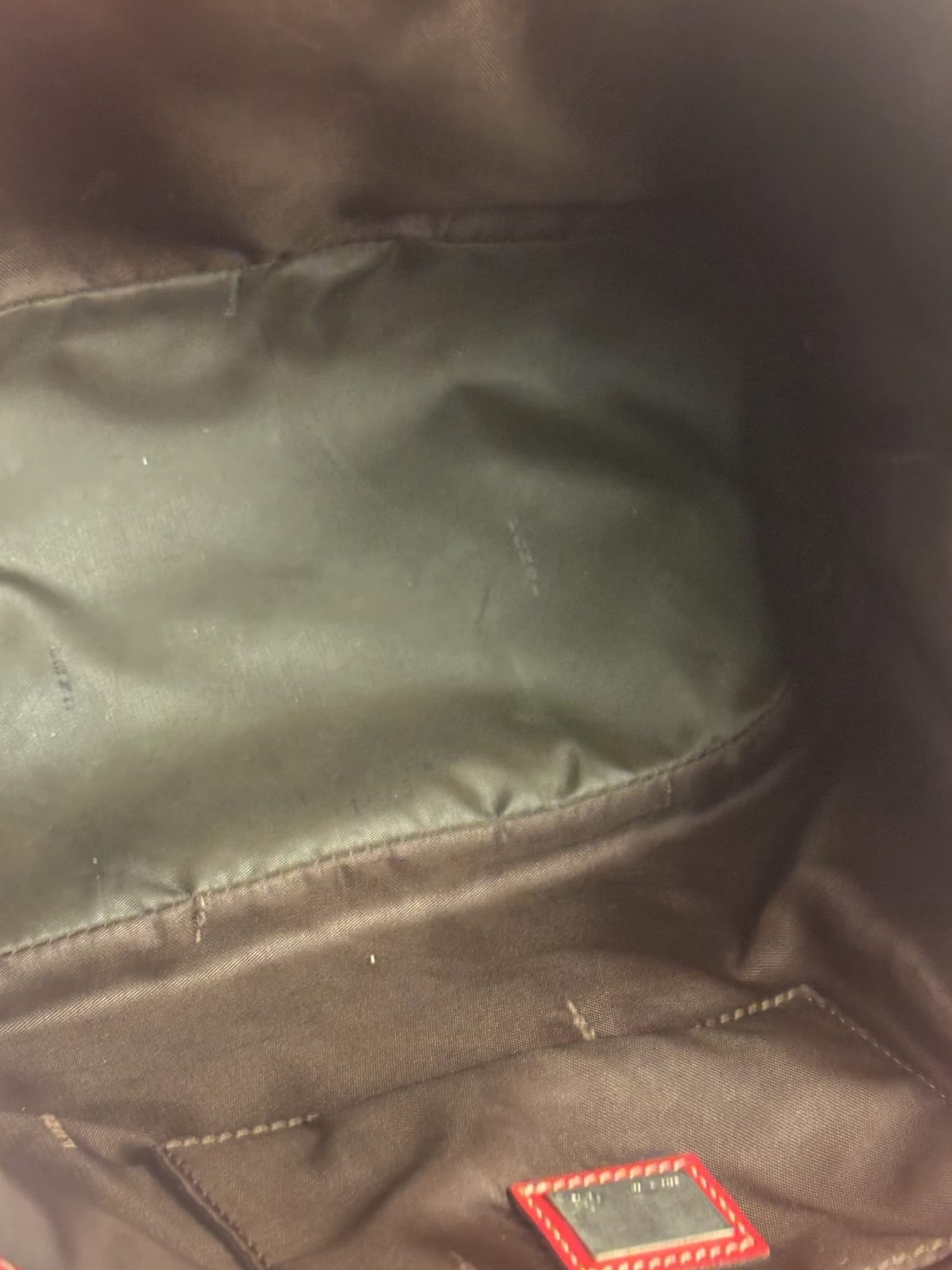 Fendi Beige/Red Leather Trim Zucca Buckle Tote