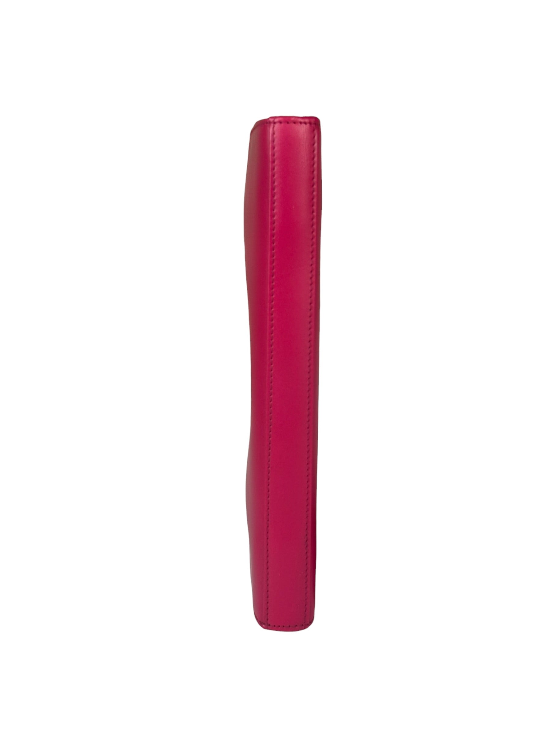 Yves Saint Laurent Bright Pink Leather Zip-Around Long Wallet