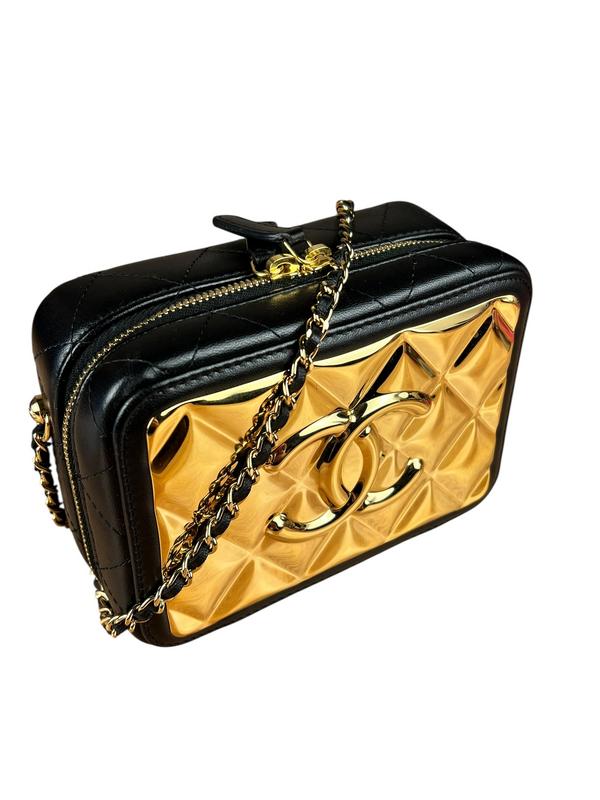 Chanel Mini Golden Plate Quilted Vanity Bag