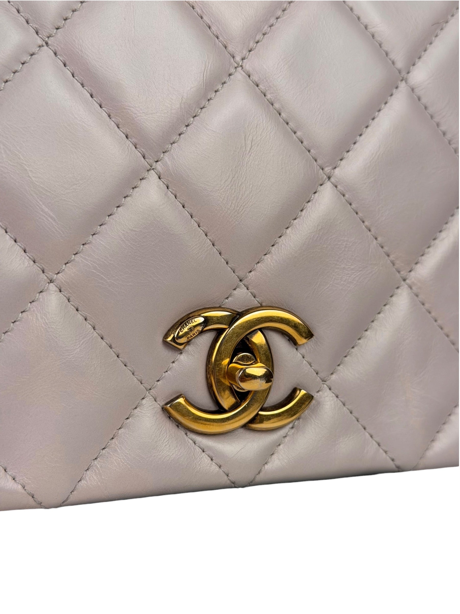 Chanel Light Lilac Calfskin Leather Quilted Flap Chain Bag