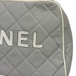Chanel Grey Quilted Leather Trim Bowling Bag 2000