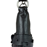 Yves Saint Laurent Black Leather St. Tropez Ruffled Hobo Bag