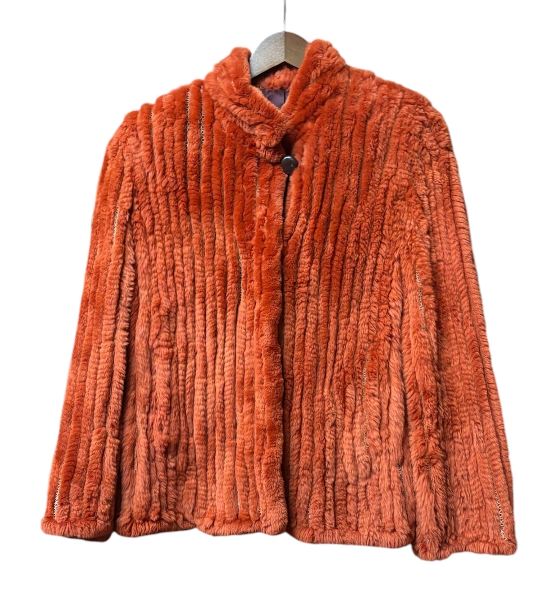 Fabio Mantegazza Vintage Orange Sheared Faux Fur Coat