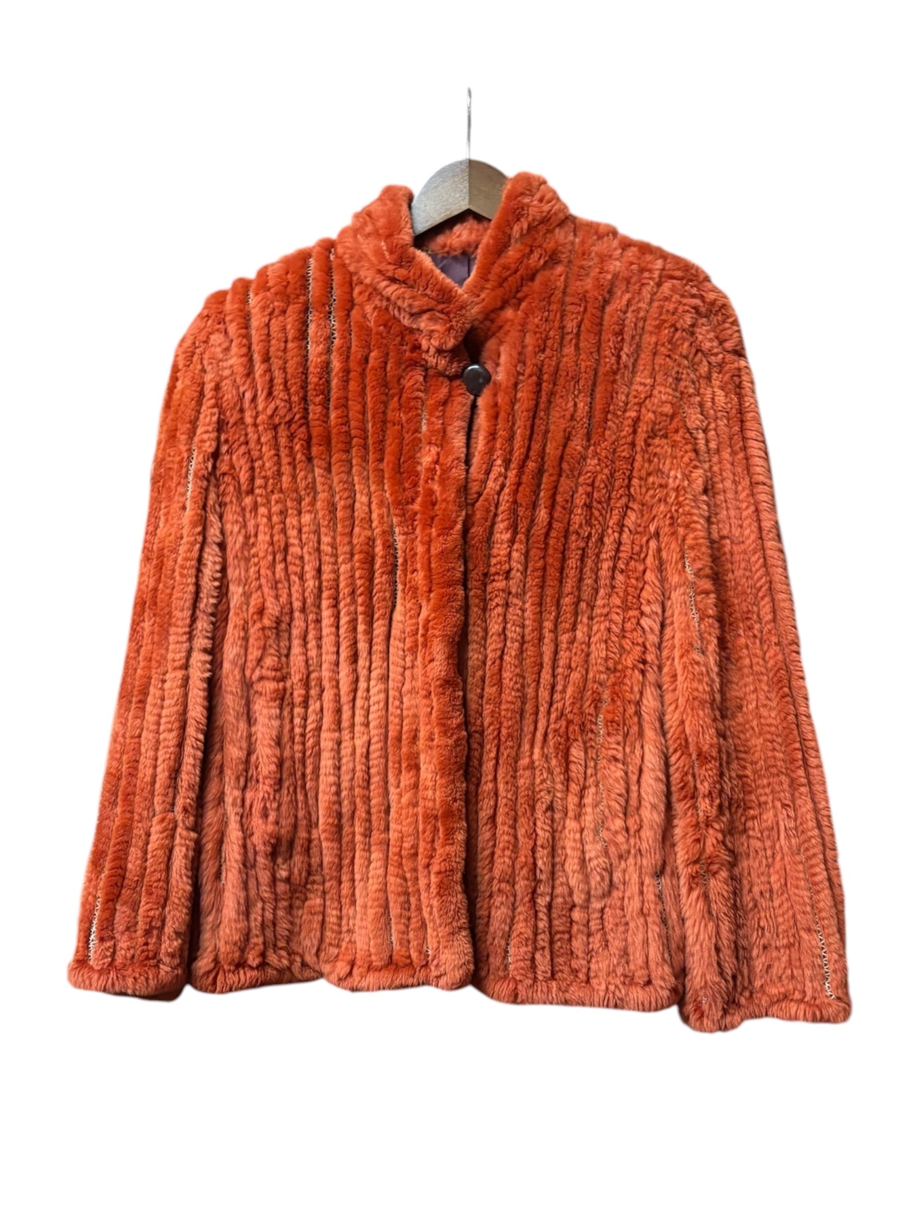 Fabio Mantegazza Vintage Orange Sheared Faux Fur Coat