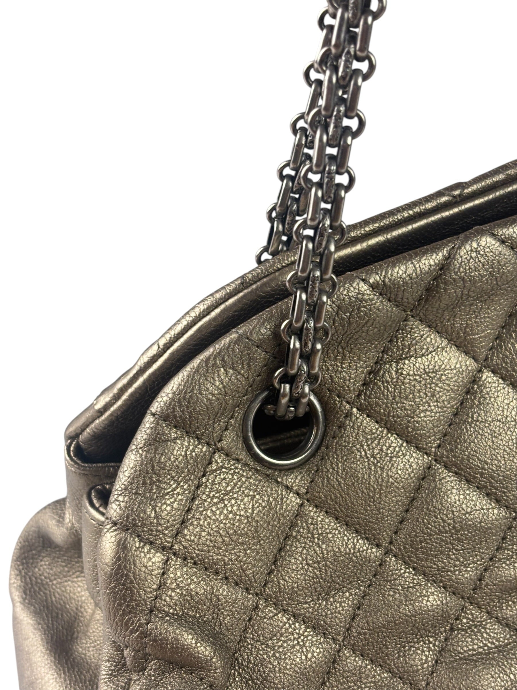 Chanel Metallic Gold Quilted Caviar Just Mademoiselle Bowling Bag 2010