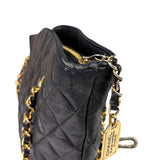 Chanel Vintage Black Quilted Lambskin Chain Shoulder Bag 1989