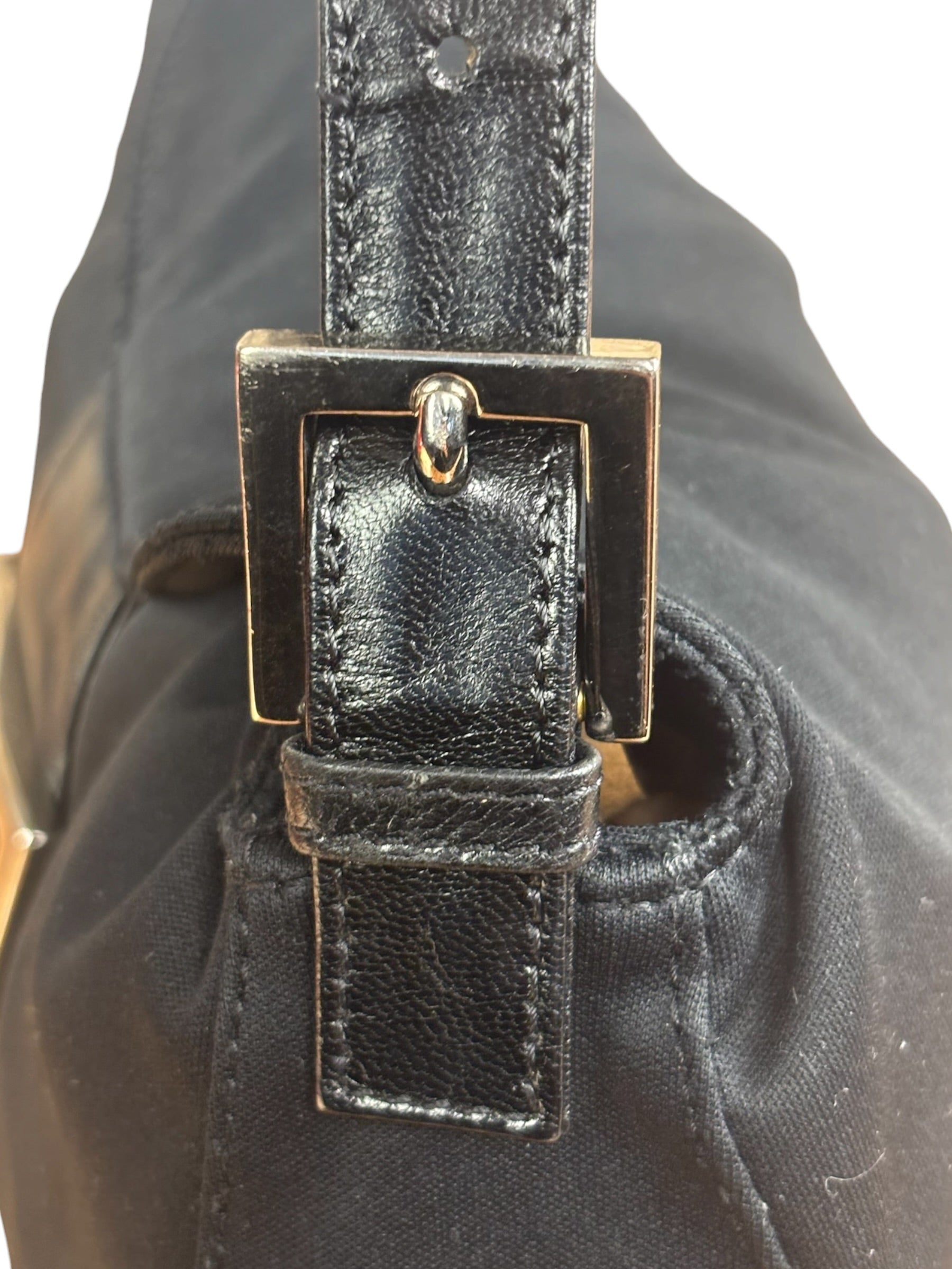 Fendi Vintage Black Mamma Baguette Shoulder Bag