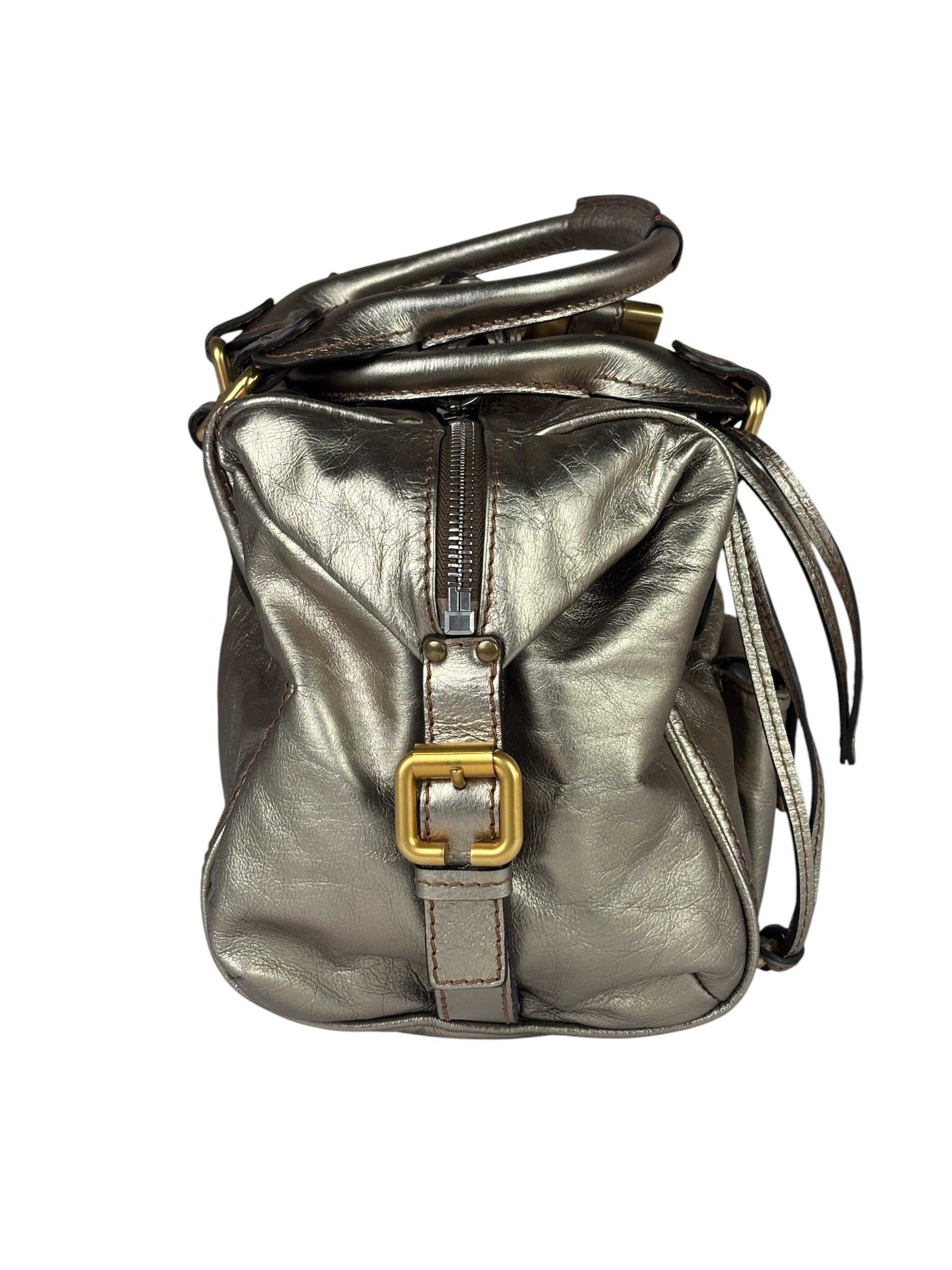 Chloe Metallic Gold Leather Paddington Handbag