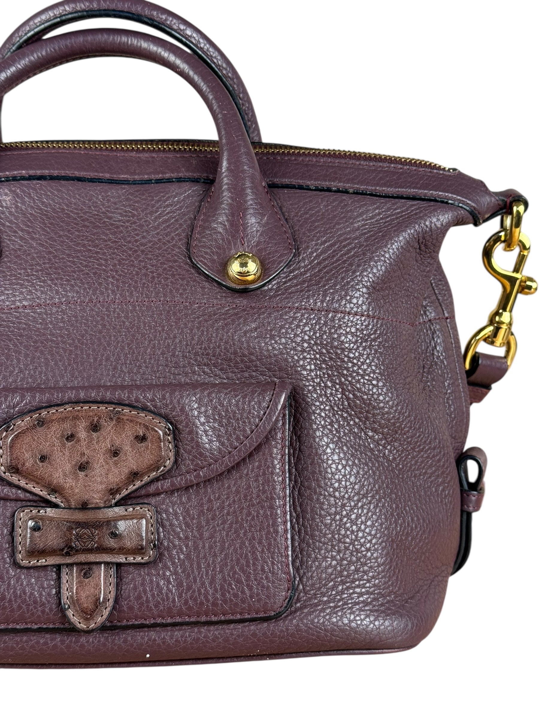 Loewe Purple Leather Ostrich Front 2Way Handbag