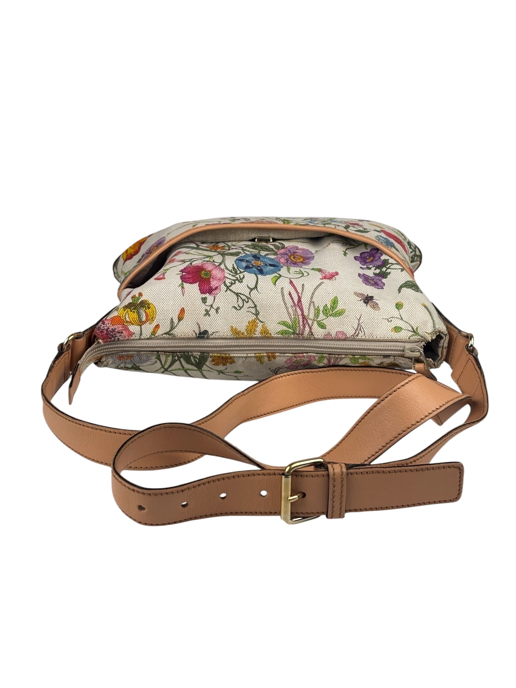Gucci Vintage Leather/Canvas Blooms Crossbody