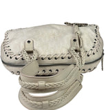 Christian Dior Cream Leather Braided Ethnic Shoulder Bag