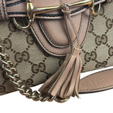 Gucci Peach Leather Trim GG Canvas Emily Chain Flap Shoulder Bag