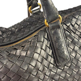 Bottega Veneta Black Intrecciato Large Handbag