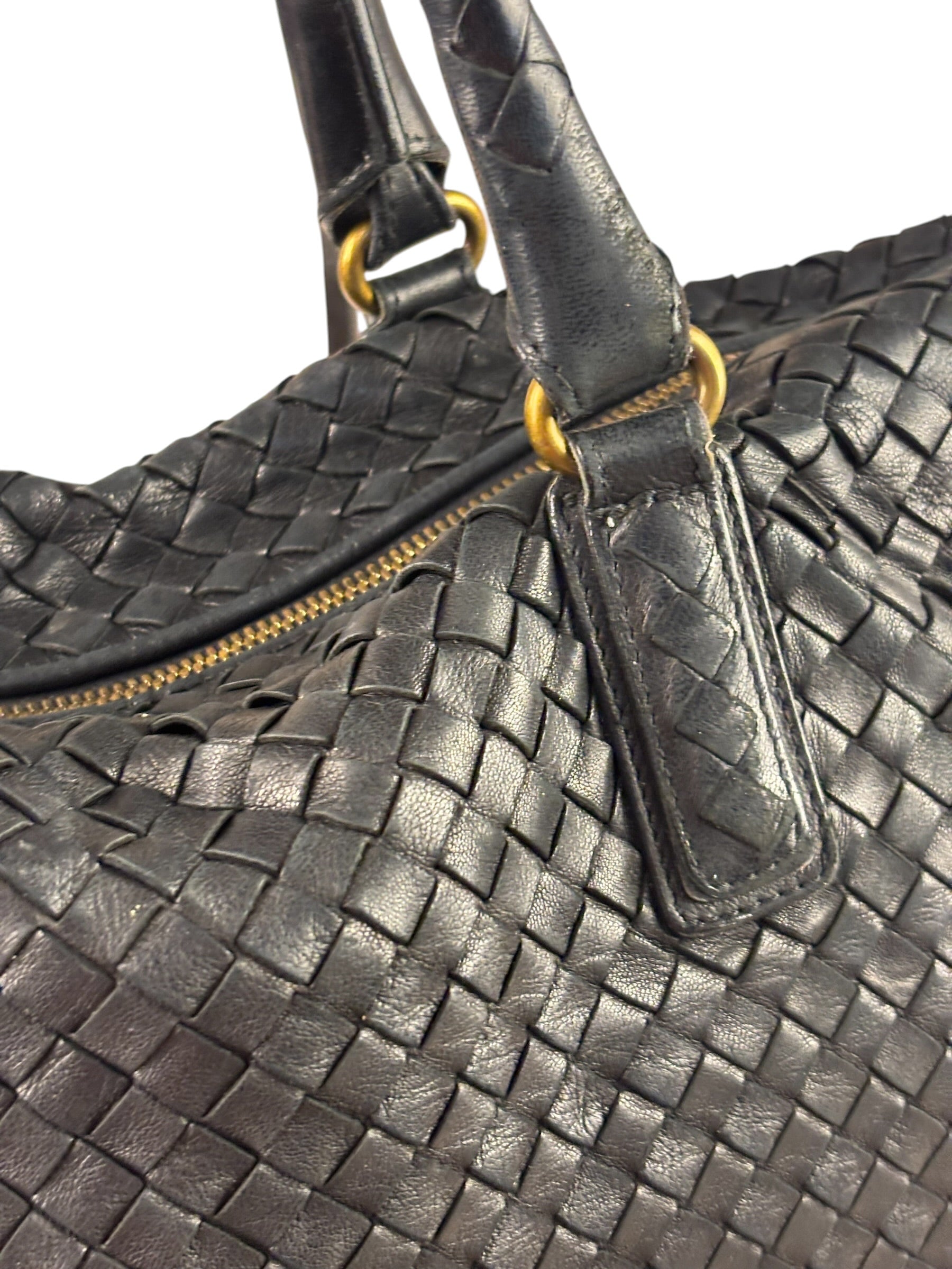 Bottega Veneta Black Intrecciato Large Handbag