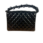Chanel Black Quilted Patent Leather Top Handle 1996