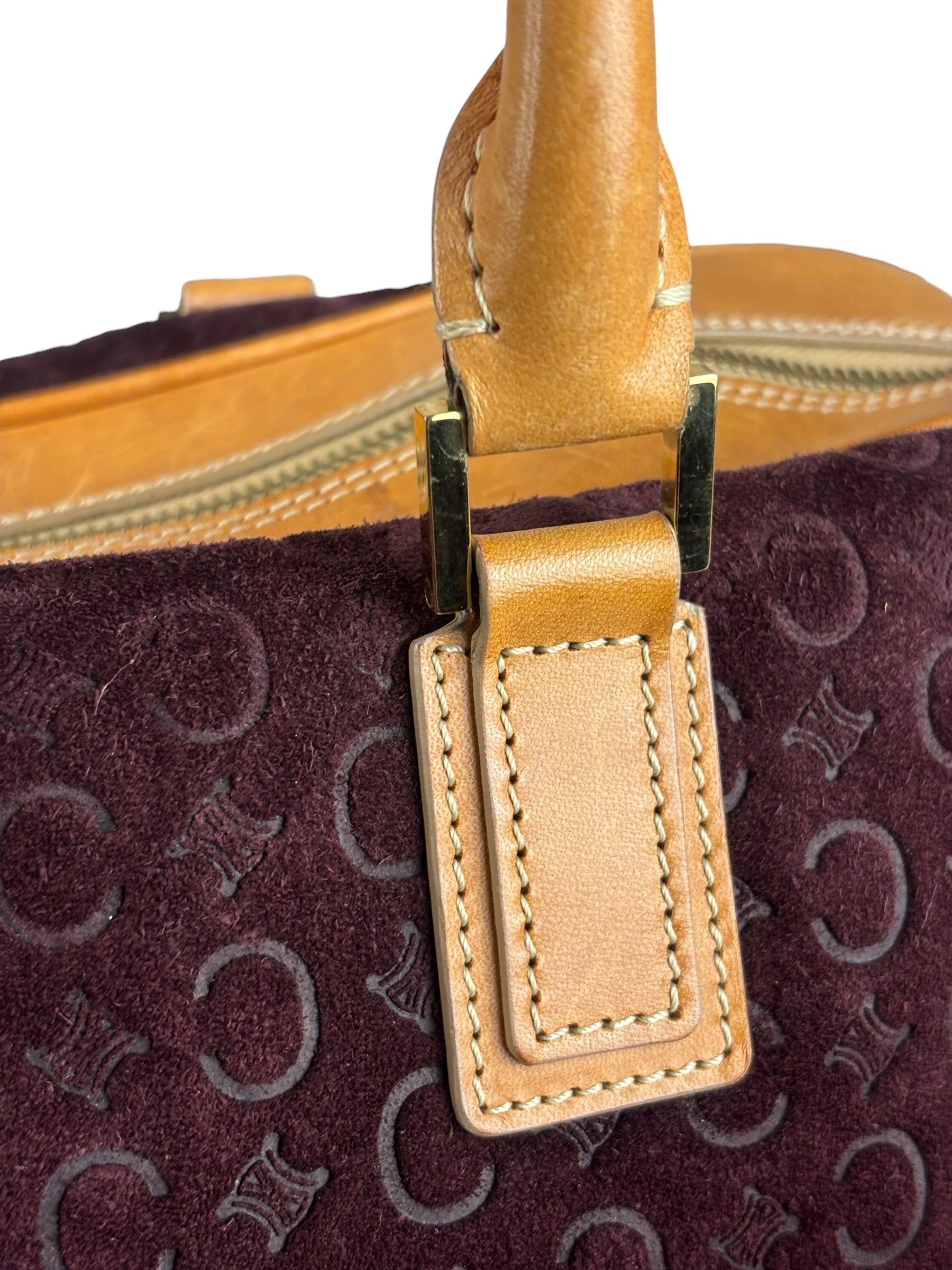 Celine Vintage Suede Macadam Leather Bowler Bag
