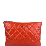 Chanel Orange Hue Quilted Patent Leather Clutch 2012
