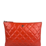Chanel Orange Hue Quilted Patent Leather Clutch 2012