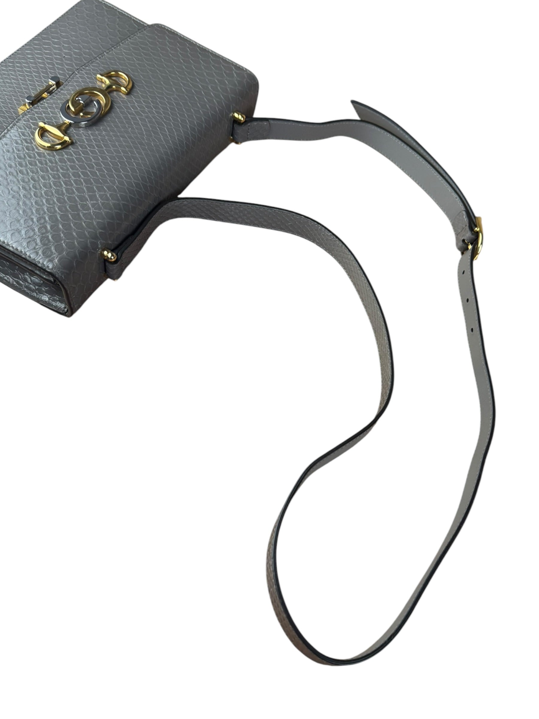 Gucci Zumi Grey Python Leather Small Shoulder Bag