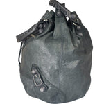 Balenciaga Grey Lambskin Giant Brogues Pompom Two-Way Bag