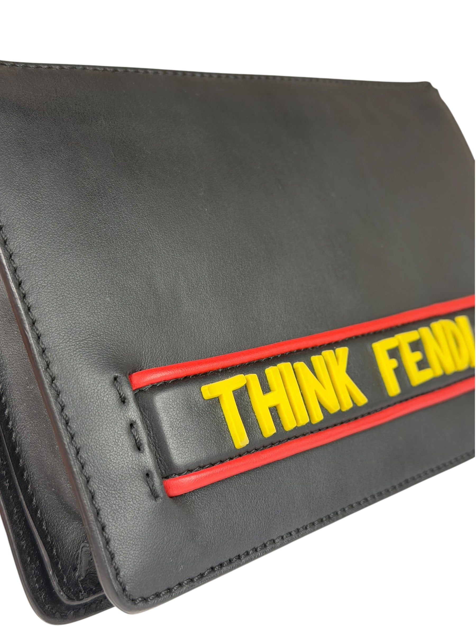 Fendi Black Leather Think Fendi Clutch