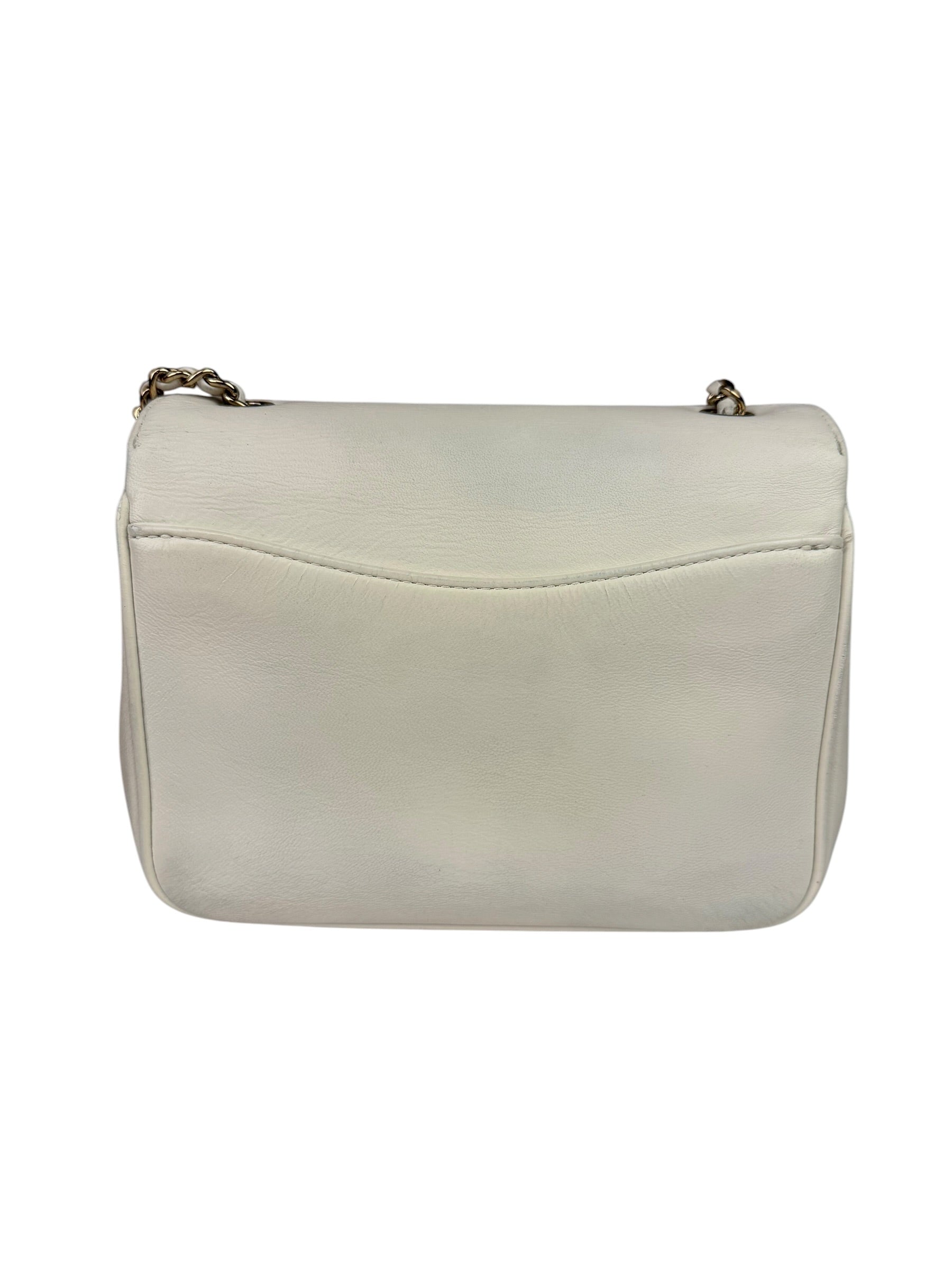 Chanel White Leather CC Mania Flap Bag 2019
